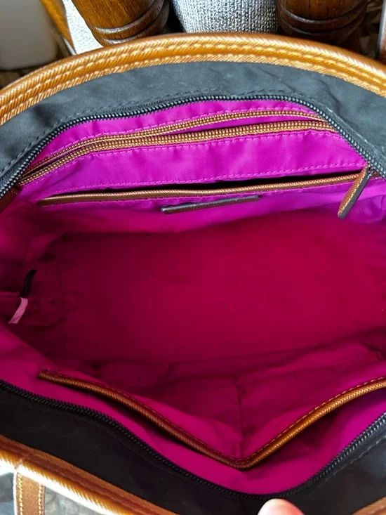 Michael Kors Black Tote with Brown Trim and Gold Logo - Picture 3 of 8